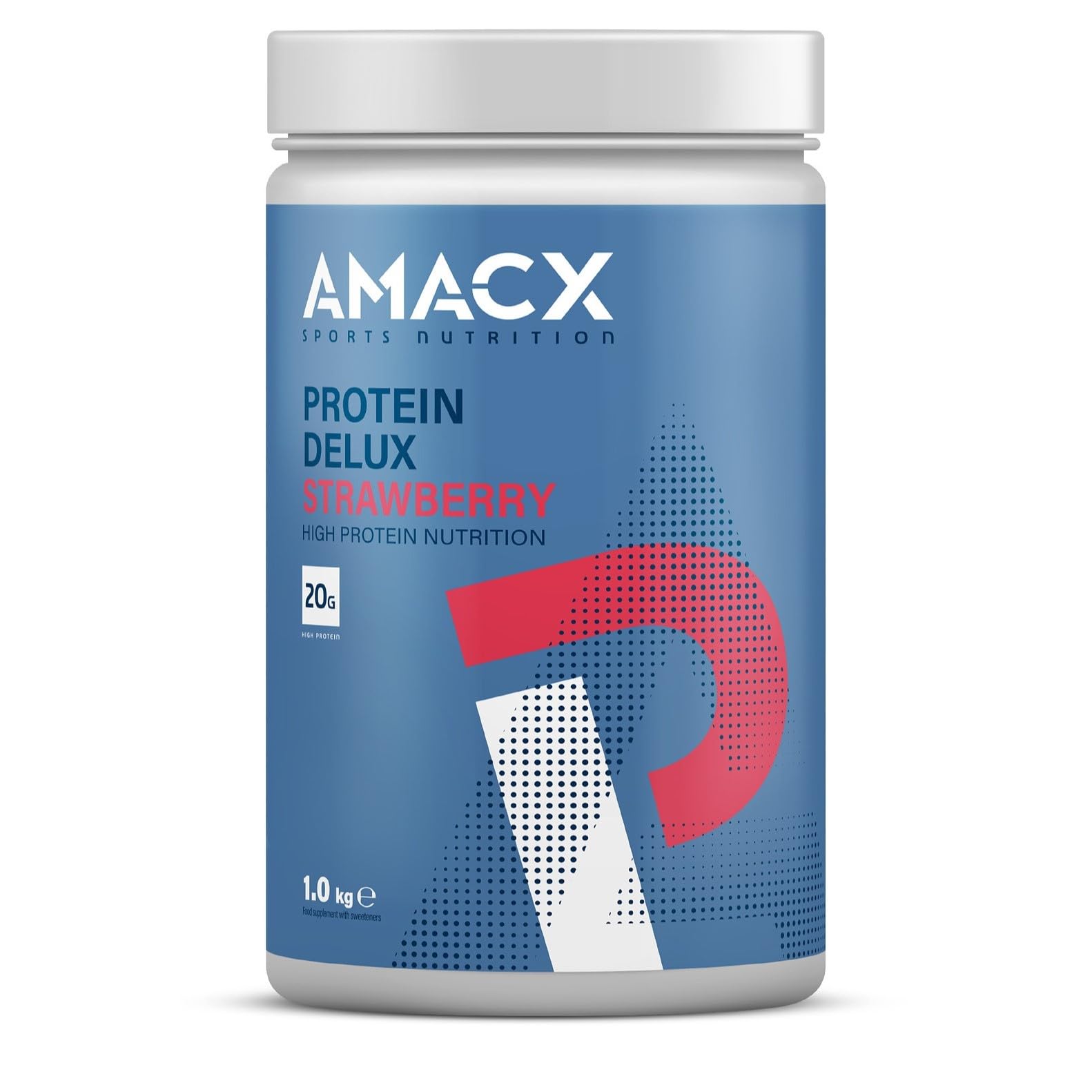 AMACX Protein Delux – 1kg Protein Shake avec Whey Protein Isolate – Proteine Powder Nutrition Sportive – Poudre de Protéine pour le Développement Musculaire et la Récupération – Fraise