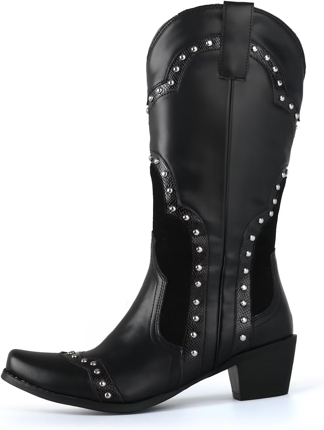 Agodor Cowboy Boots For Women, Cowgirl Ladies Mid Calf Boots with Classic Studded, Pointed Toe Chunky Heel Pull On Fashion Dress Wedding Western Booties - Image 6