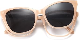 Cyxus Cat Eye Magnetic Clip-On Sunglasses Women Polarized Blue Light Blocking UV400 Protection P1221