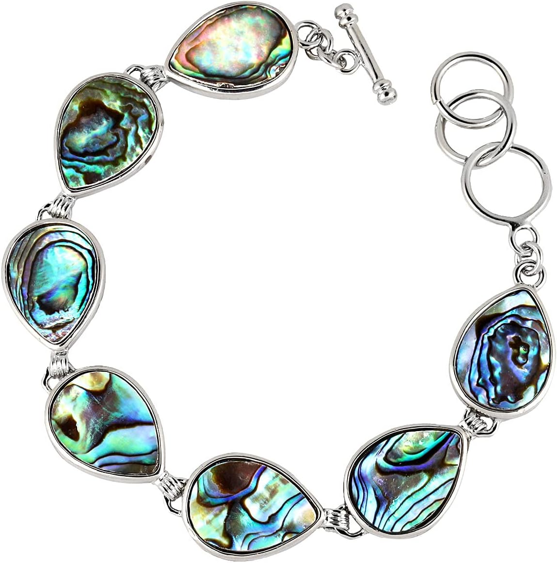 Natural Abalone Shell Bracelet for Women and Man, Adjustable Link Bangle for Unisex, Assorted Shapes