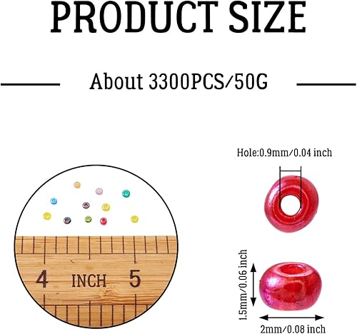 Miniatura 3 de Craftdady 12/0 cuentas de semillas de vidrio transparente alrededor de 3300 piezas de 0.079 in de brillo pequeño redondo pony cuentas espaciadoras