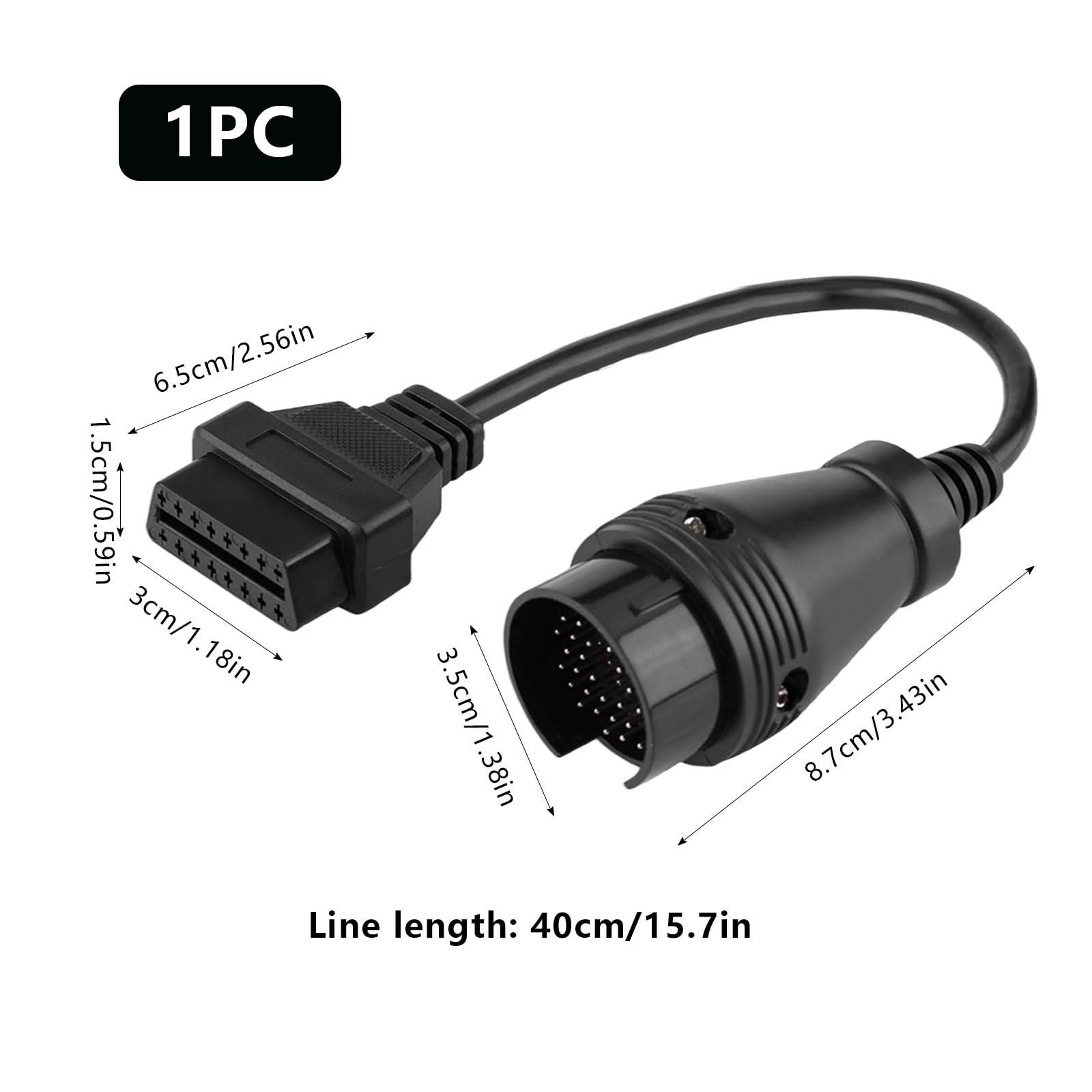 GIONAR Adaptateur de Diagnostic OBD1 vers OBD2, 38 Pin à 16 Pin Connecteur, Compatible avec Mercedes-Benz Modèles Classiques Tels Que W124 W140 W201 W202 W210 R129, Câbles TPE,Branchez et Utilisez
