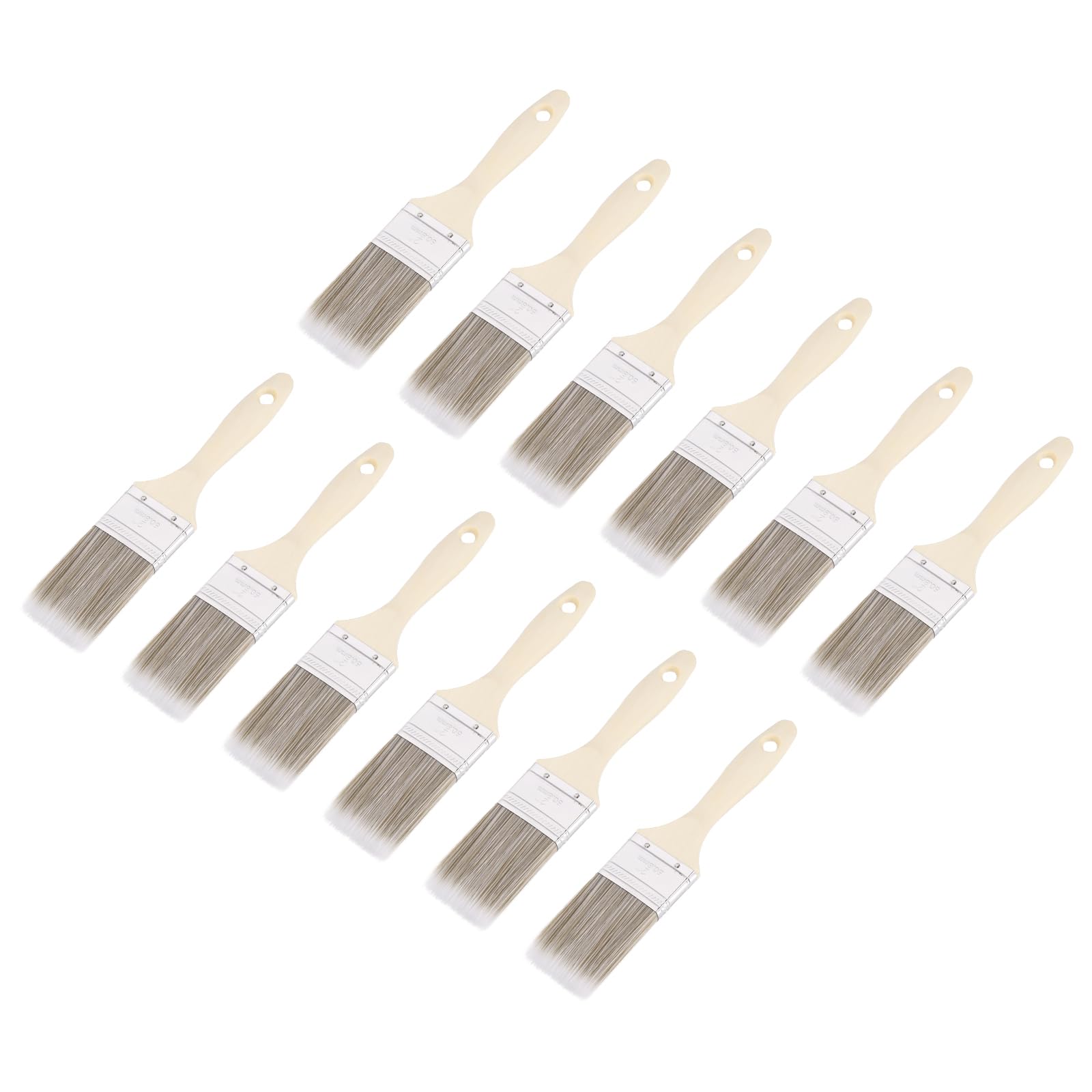 sourcing map 12pcs 2" Paint Brushes, 9.3" Long Flat Brush PET Synthetic Bristle with Wood Handle, No Chip Paintbrush Painting Tool for Latex Oil Paints Interior Exterior Use, Gray
