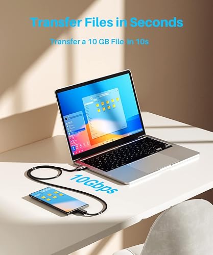 Miniatura 3 de Cable USB C Android Auto de 10 Gbps de transferencia de datos 6 pies 2 unidades QC3.0 3A USB C cargador USB C USB 3.1 Gen2 Tipo C cable de carga