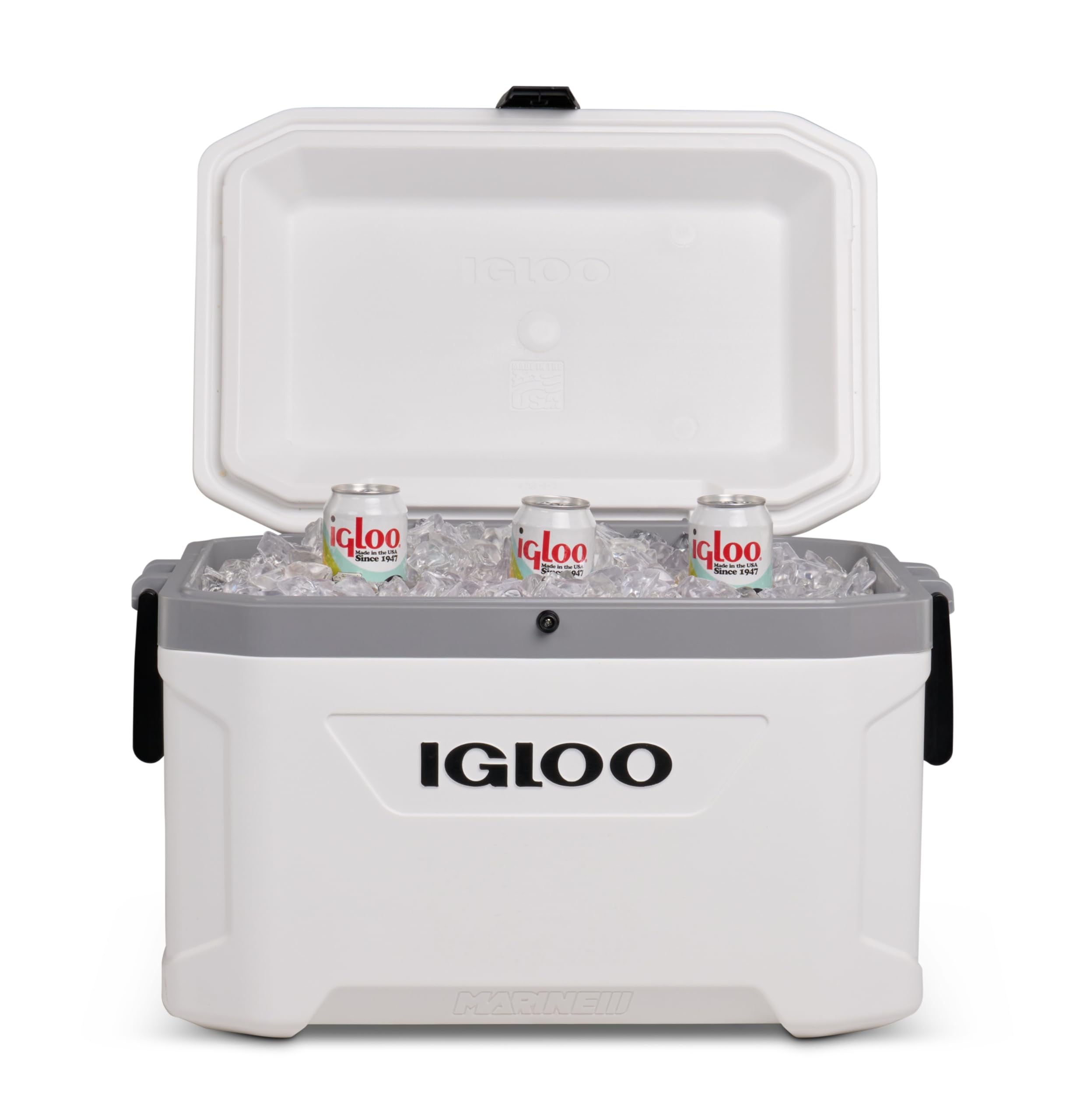 Igloo Marine Ultra 70 Qt Cooler - Passive Kühlbox 66L THERMECOOL - Weiß | THERMECOOL-Isolierung - UV-Filter - Rutschfeste Griffe - Speziell für Boote und den Einsatz am Wasser entwickelt