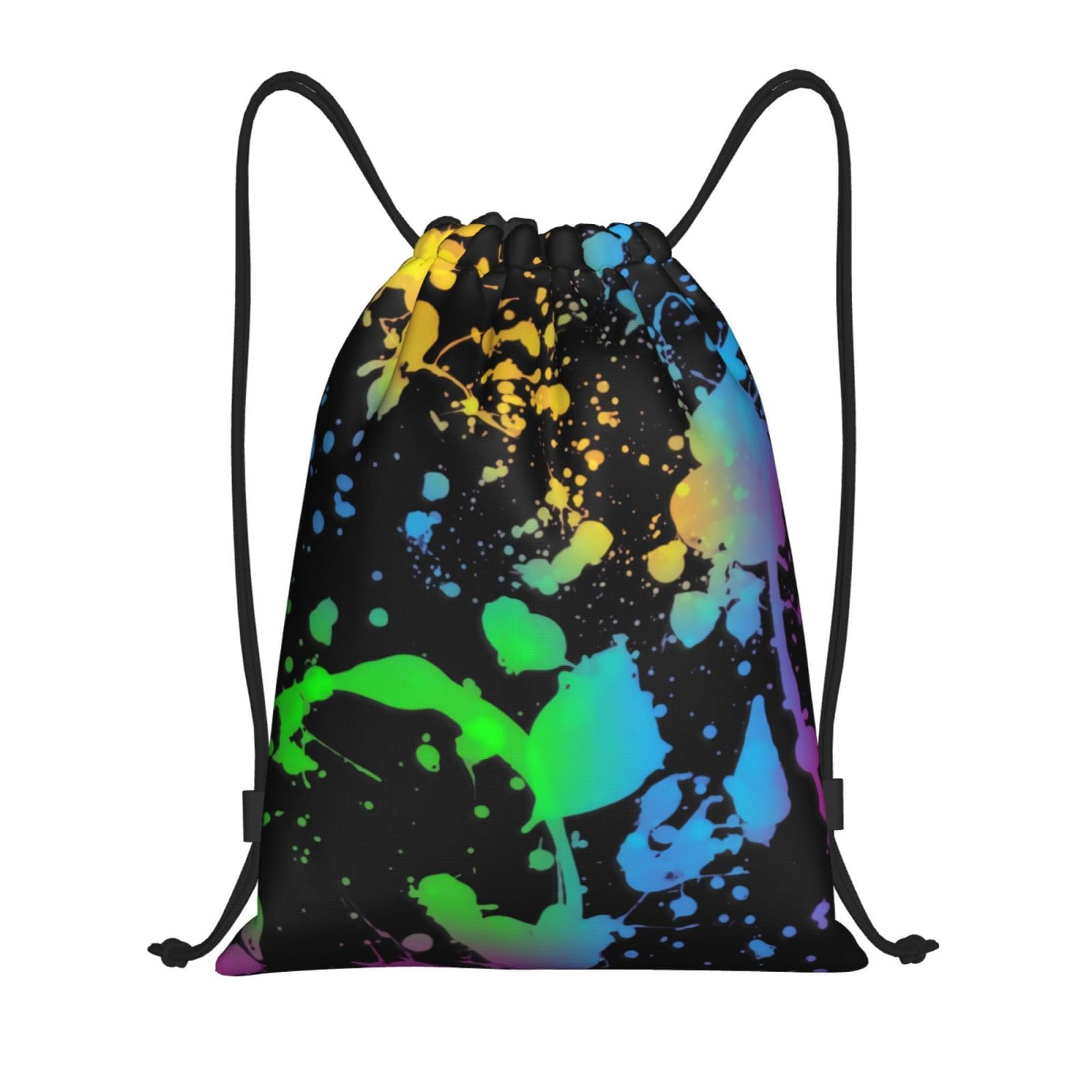 SMAZDFXX Rainbow of Neon Paint Splatters Drawstring Backpack Gym Bag Sports Backpack Beach Bag Yoga Travel Small