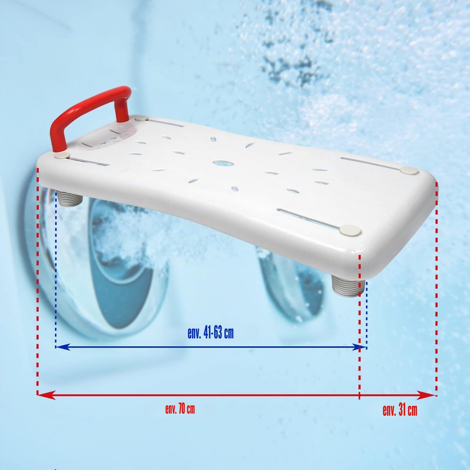 HENGMEI Siège de bain, pour personnes âgées, baignoire, aide à l'entrée, siège réglable en plastique, pour adultes, planche de douche avec porte-savon et poignée, poignée noire