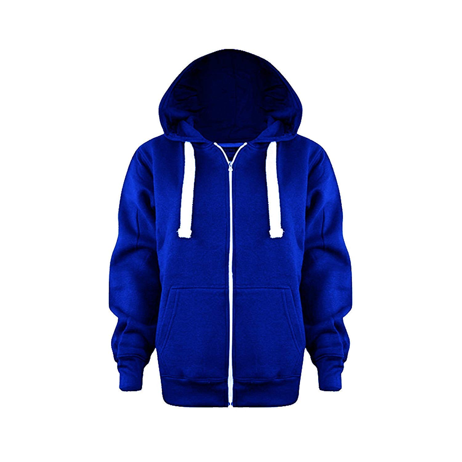 FASHIONCHIC Ladies Womens Plus Size Plain Zip Hoodie UK Size 8-28 (UK Size 4XL/20, Royal Blue)