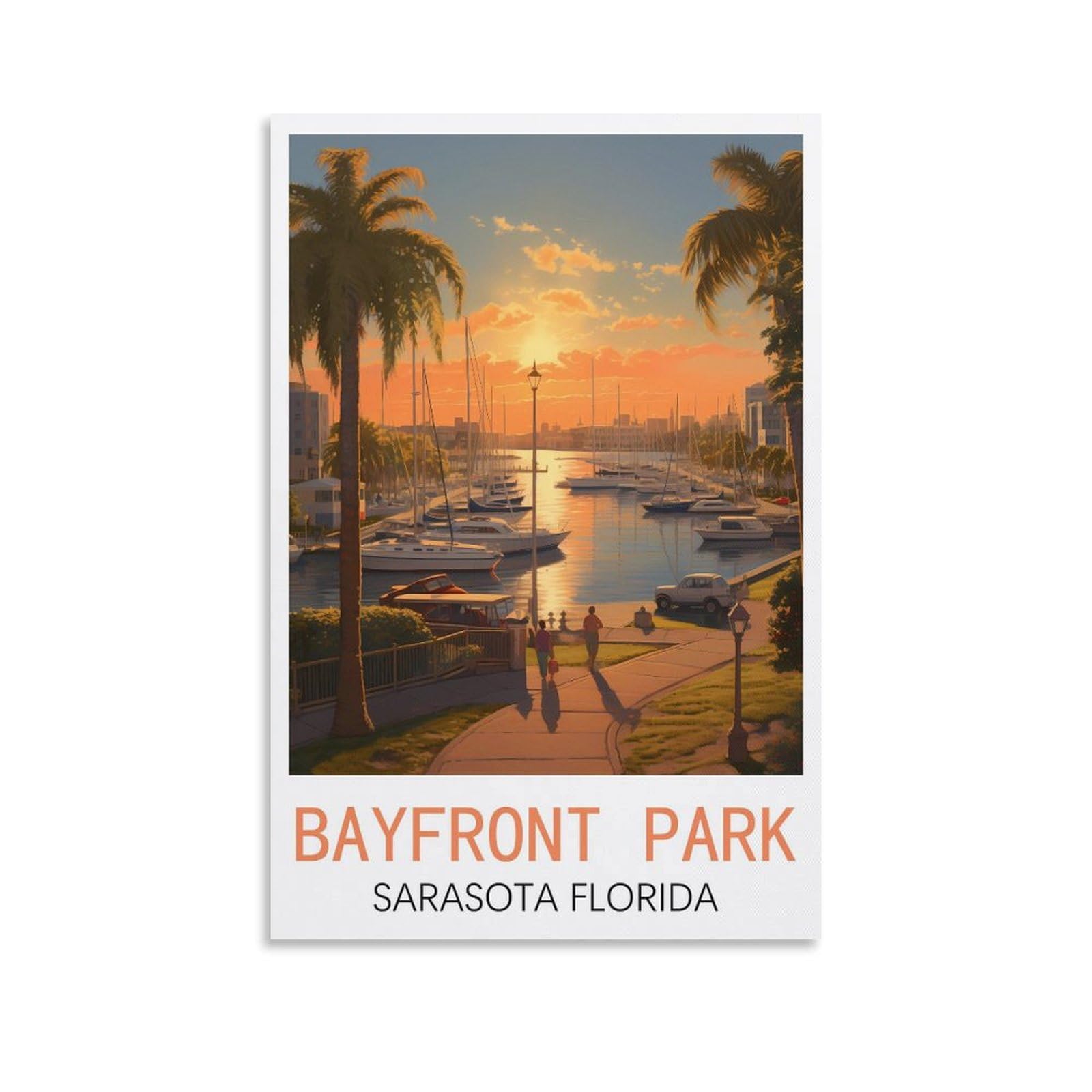 EZMLFA DIY Diamond Painting,Bayfront Park Sarasota Florida 5D Diamond Art DIY Cross Stitch Crystal Rhinestone Embroidery Pictures Craft for Home Wall 40x50cm