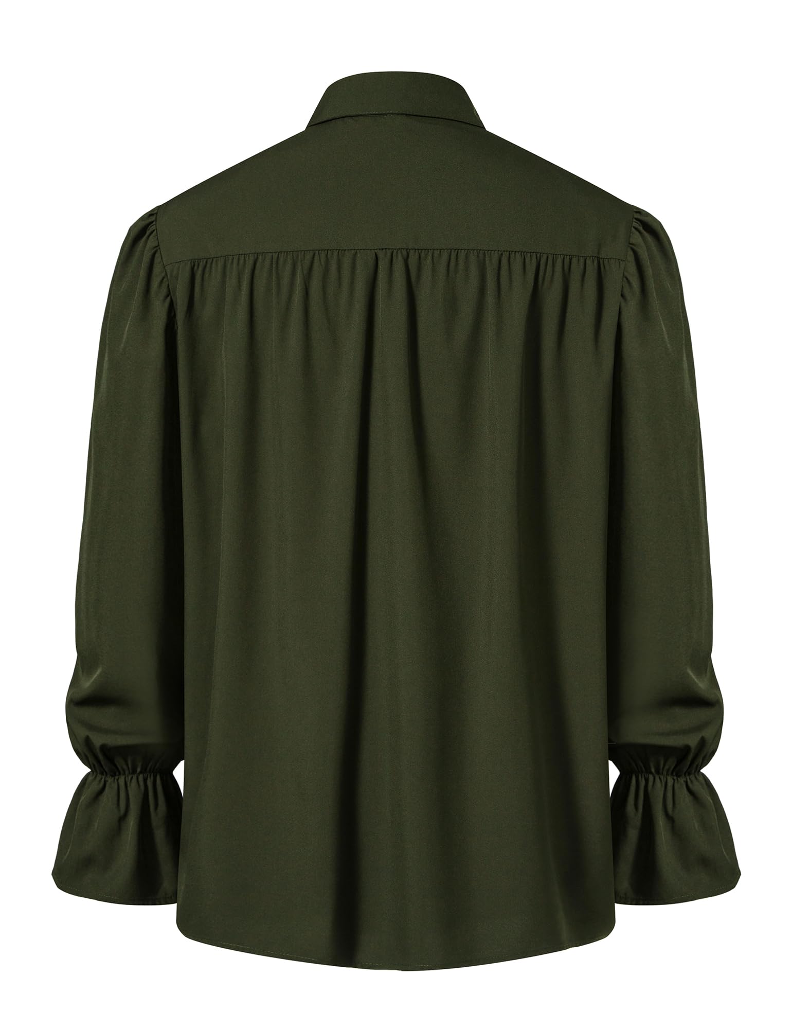 PARKLEES Men's Renaissance Pirate Ruffled Frilly Shirts Jabot Collar Victorian Medieval Costume Green Large - Image 3