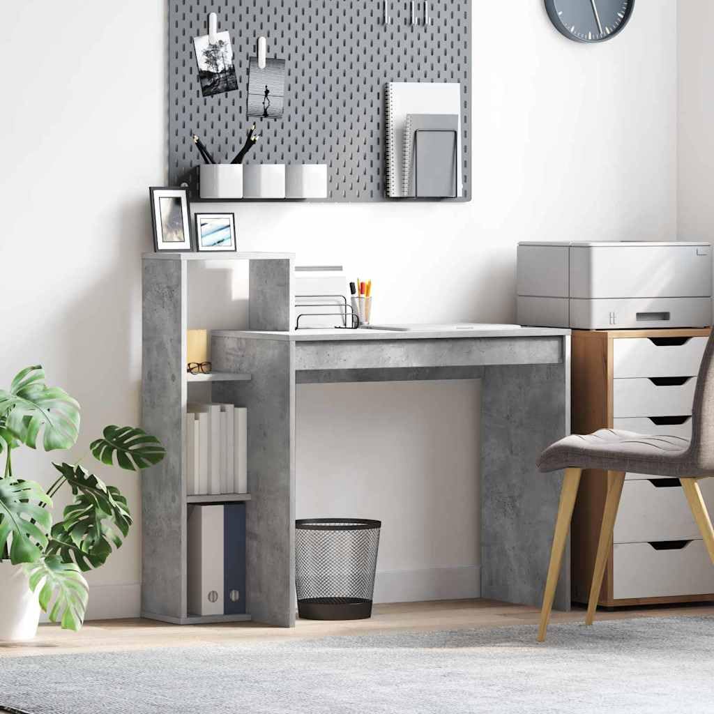 Bureau Gris béton en Bois d'ingénierie 100 x 40 x 90 cm pour Espace de Travail Ergonomique et Organisation compacte idéal pour télétravail, étude ou Salon