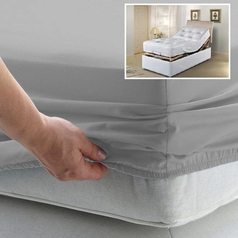 Electric Adjustable Bed Fitted Sheet - Small Double EXTRA LONG 4' x 6'6" (48" x 78") 300 Thread Count Percale Material - Hand Made to Order - 10" (26cm) (Duck Egg)