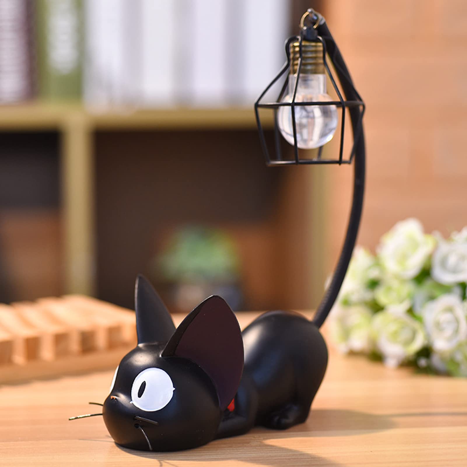 Katzen-Nachtlicht Als Tischlampe – Handbemaltes Harz, Warmes LED-Licht, Deko Für Kinderzimmer, Wohnzimmer & Büro