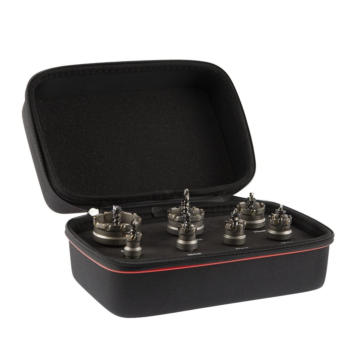 Starrett Kit de sierra perforadora con punta de carburo de tungsteno, KSM07001, cortador de chapa de metal con eje y broca piloto - para taladrar aleación de aluminio de acero inoxidable