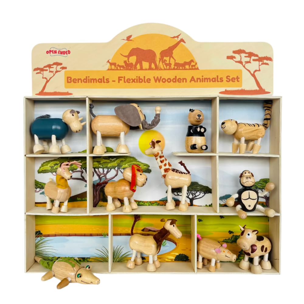 Open Ended Bendimals - Flexible Wooden Animals (Each Sold Separately) (Chimpanzee)