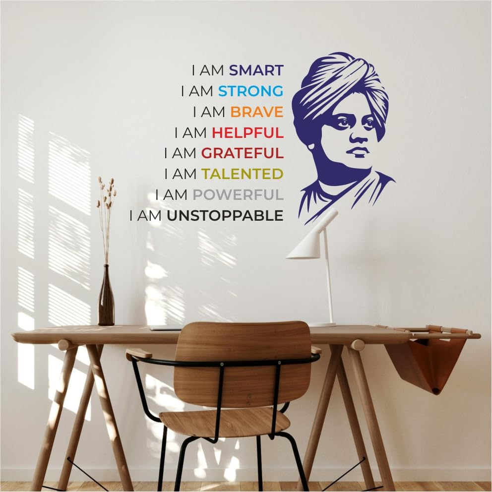 Inspirational Wall Decal with Positive Affirmations, Motivational Quotes, Blue and Multi-Color Design self adhseive vinyle in Size of 45x60_cm (18x24_inch)-image-21