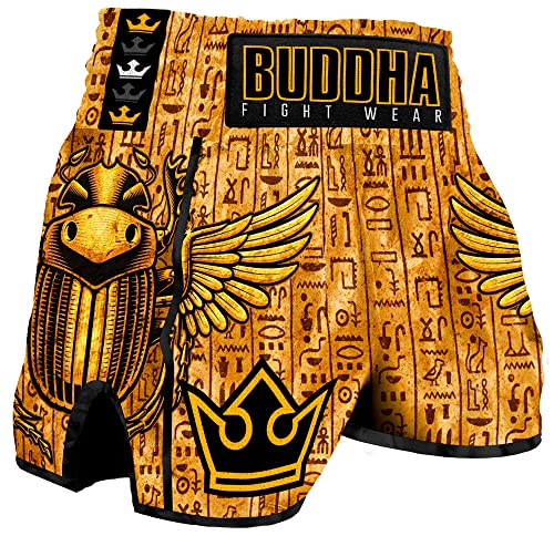 Buddha Fight Wear. Short Retro Premium Egitto, appositamente progettato per Kick Boxing, Muay Thai, K1 o qualsiasi modalità di Sport di contatto e arti marziali, multicolore, XL