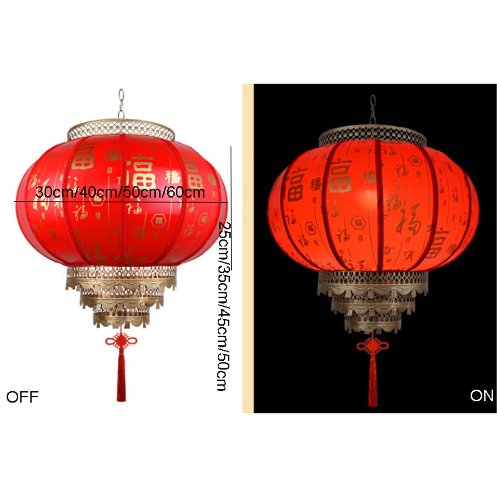 Decorativo Lanterna rossa tradizionale cinese Lampada a sospensione impermeabile per esterno Lanterna rotonda cinese per il Capodanno cinese per il festival di primavera per la decorazione Giardino