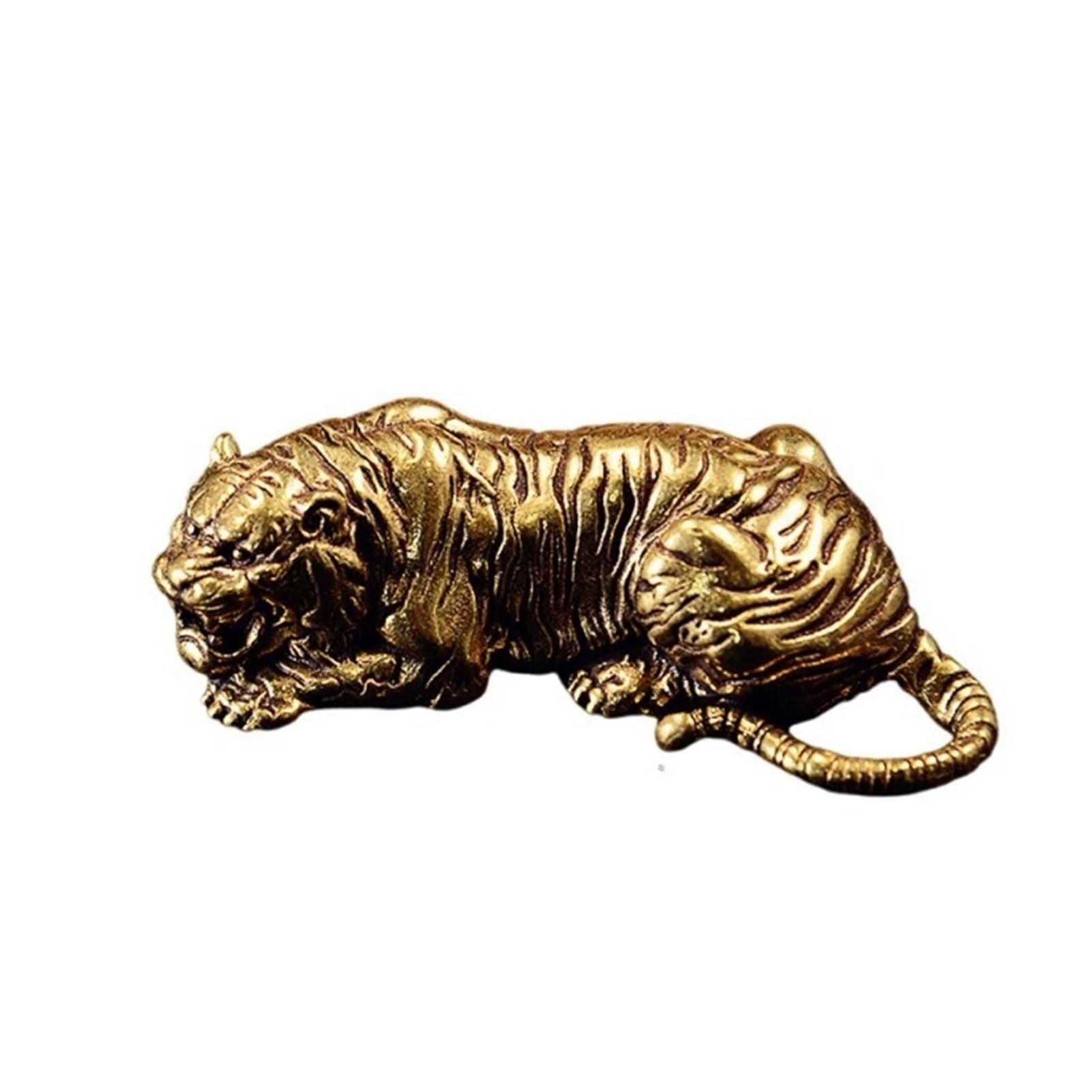 Huolimxun One Color Vintage Brass Tiger King Statue Copper Tea Pet Tiger Miniature Desktop Decor Home Decor Desktop Ornaments