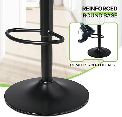 Miniatura 22 de Magshion Juego de 4 taburetes de bar giratorios ajustables de piel sintética para mostrador de comedor Negro -,Marrón,Canela/Escapada