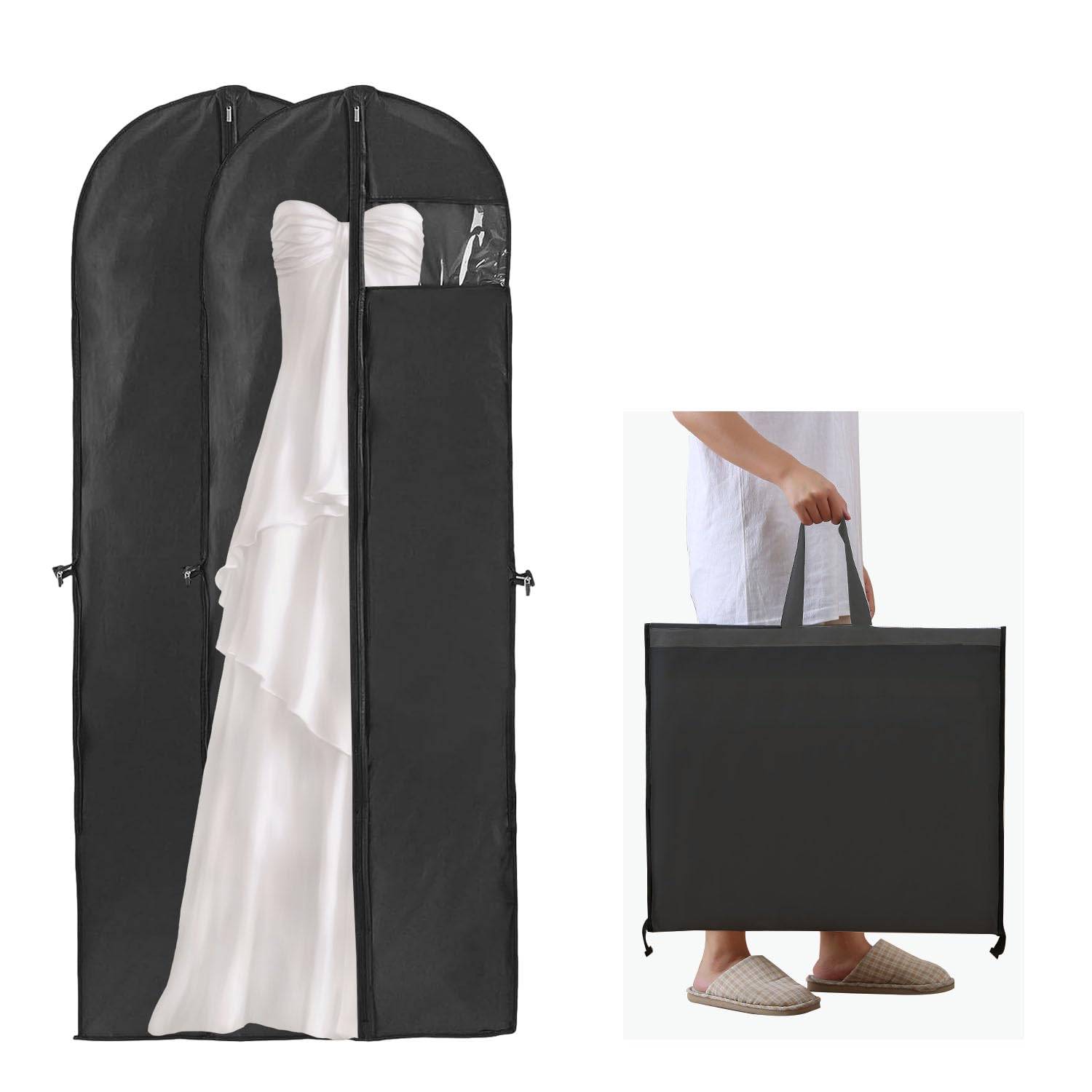 Custodie Porta Abiti 60x180cm 2 Pezzi - Borsa Antipolvere Per Viaggi E Guardaroba, Con Maniglia - Foto 5