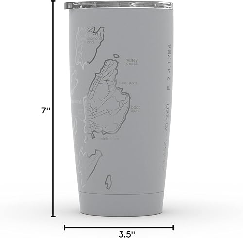 Vista 365 de Well Told Vaso de café aislado con diseño de mapa de Nueva York grabado, taza de acero inoxidable grabada (20 onzas, negro) con aislamiento de mapa