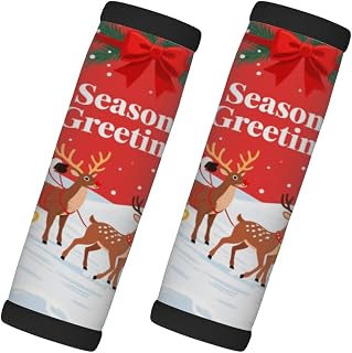 Christmas Sleigh Delivery Luggage Handle Wrap 2Pcs Suitcase Identifier - Soft Handle Grips Covers for Travel Accessories Sleeve Grips Comfort Neoprene Concealed Tag for Airport Leaf
