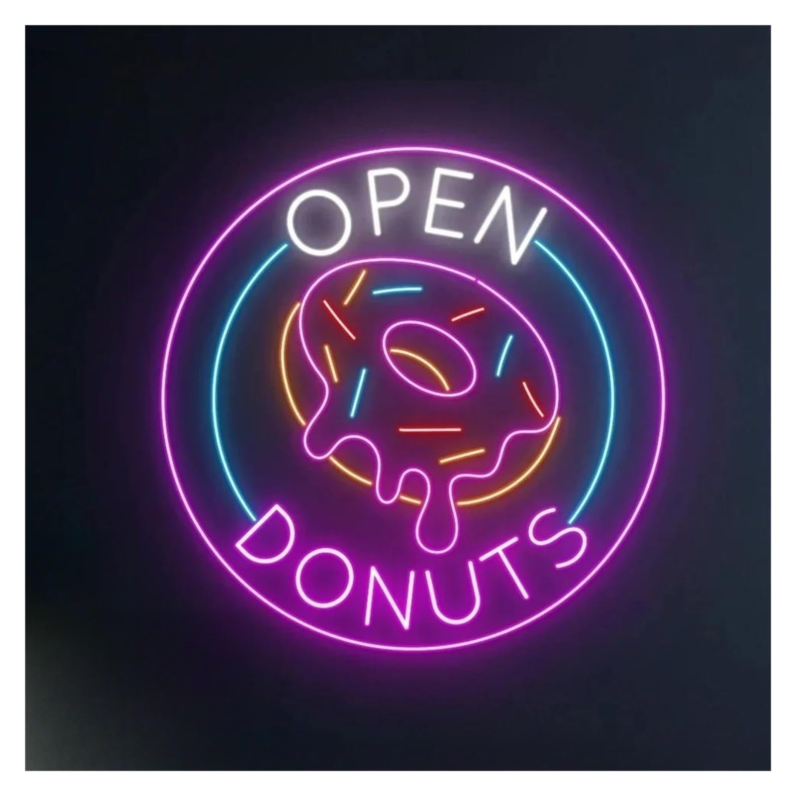 Shouxi One Color Sign Lamp Open Donut Neon Food Sign Usb Powered For Bakery Baking Room Kitchen Party Store Wall Decor 51Cm