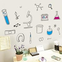 Vista 3 de BIBITIME Calcomanías de pared de laboratorio de ciencias al por mayor, calcomanías de vinilo para herramientas de elementos químicos para aula