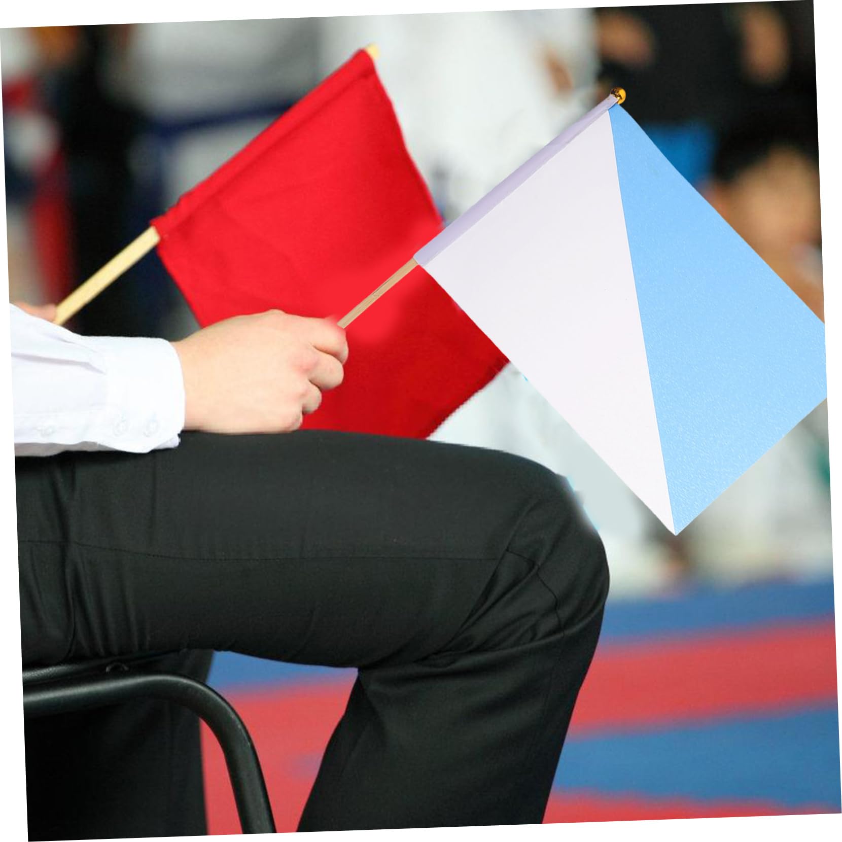 ifundom 4 Sätze Teiliges Signalflaggen Mit Holzstange Robuste Kommandoflaggen Für Sportveranstaltungen Kommunikation Und Ausbildung Und Langlebig Gelben Und Blauen Flaggen 6 Stück * 4