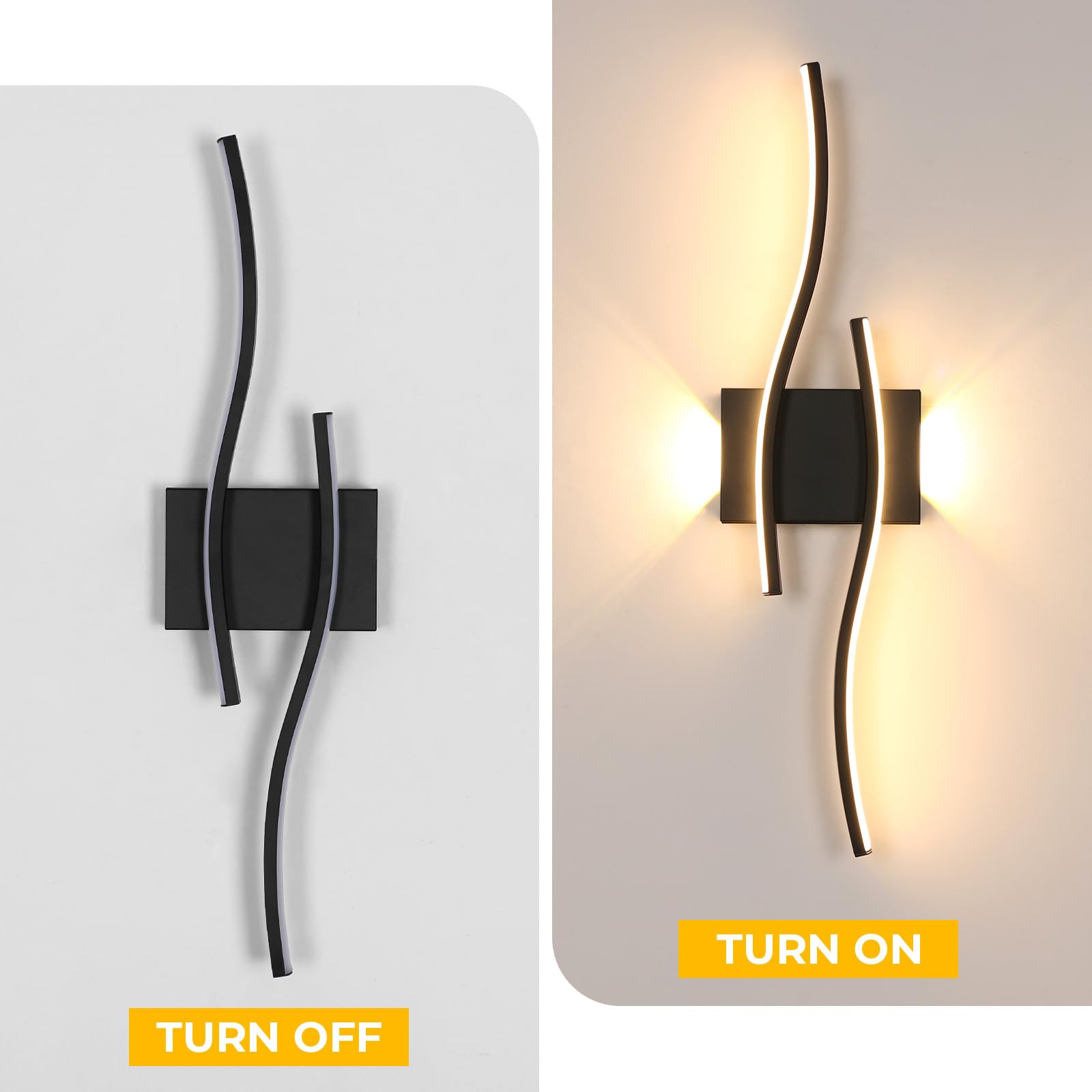 Comely Applique da Parete Interno Moderna, 20W 2250LM Nero Lungo Lampada da Parete LED, Lampada a Muro in Alluminio per Soggiorno Camera da Letto Corridoio, Bianco Caldo 3000K