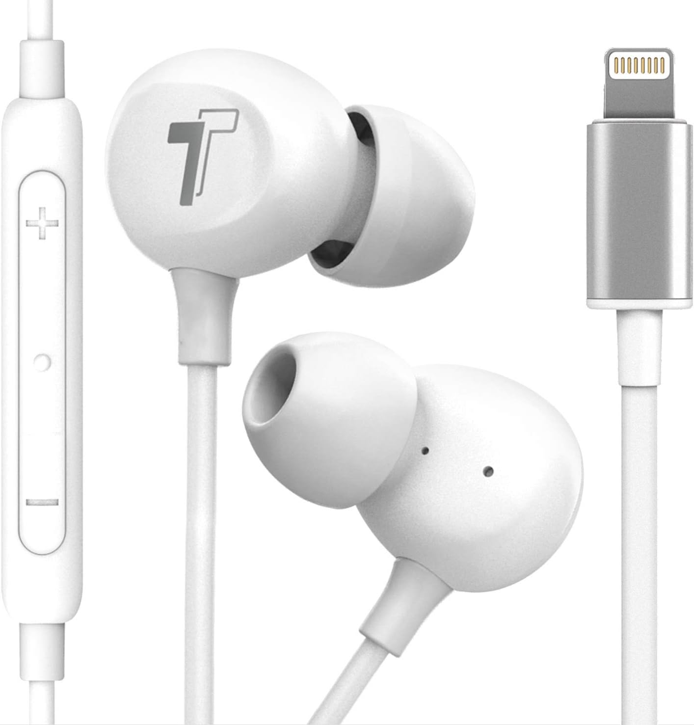 Earbuds for iPhone 12/13/14 Earphones (V60) Wired in-Ear Earbuds (Apple MFi Certified) Lightning Headphones with Mic for iPhone 7/8 Plus, X, Xs, XR, 11, SE, 12, 13/14 Pro Max - White