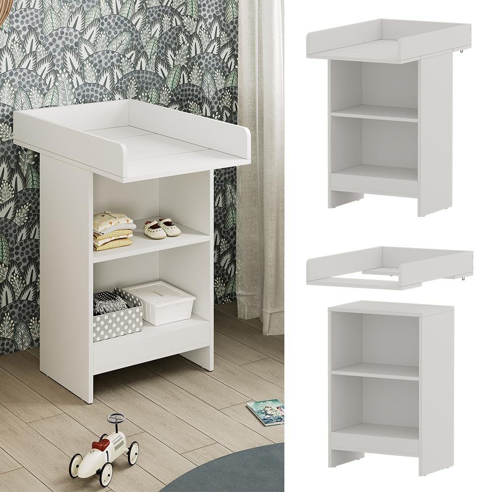 Vicco Commode à Langer Mona, Blanc, 60x103.5cm, adapté aux Soins sûrs des bébés et à Un Nettoyage Facile