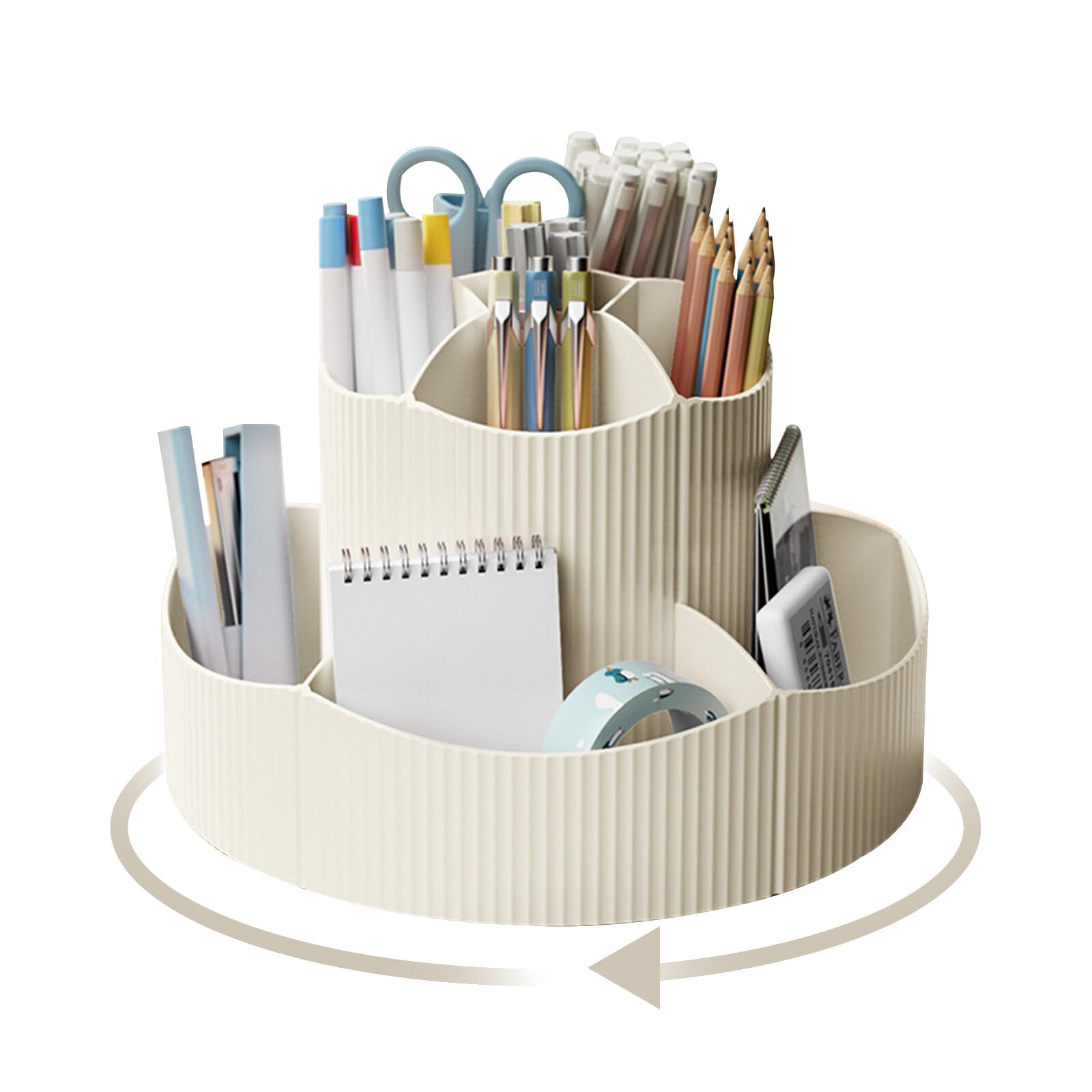 Porte-stylos Rotatif à 360°, Organiseur De Bureau Avec 5 Compartiments Pour Crayons, Fournitures