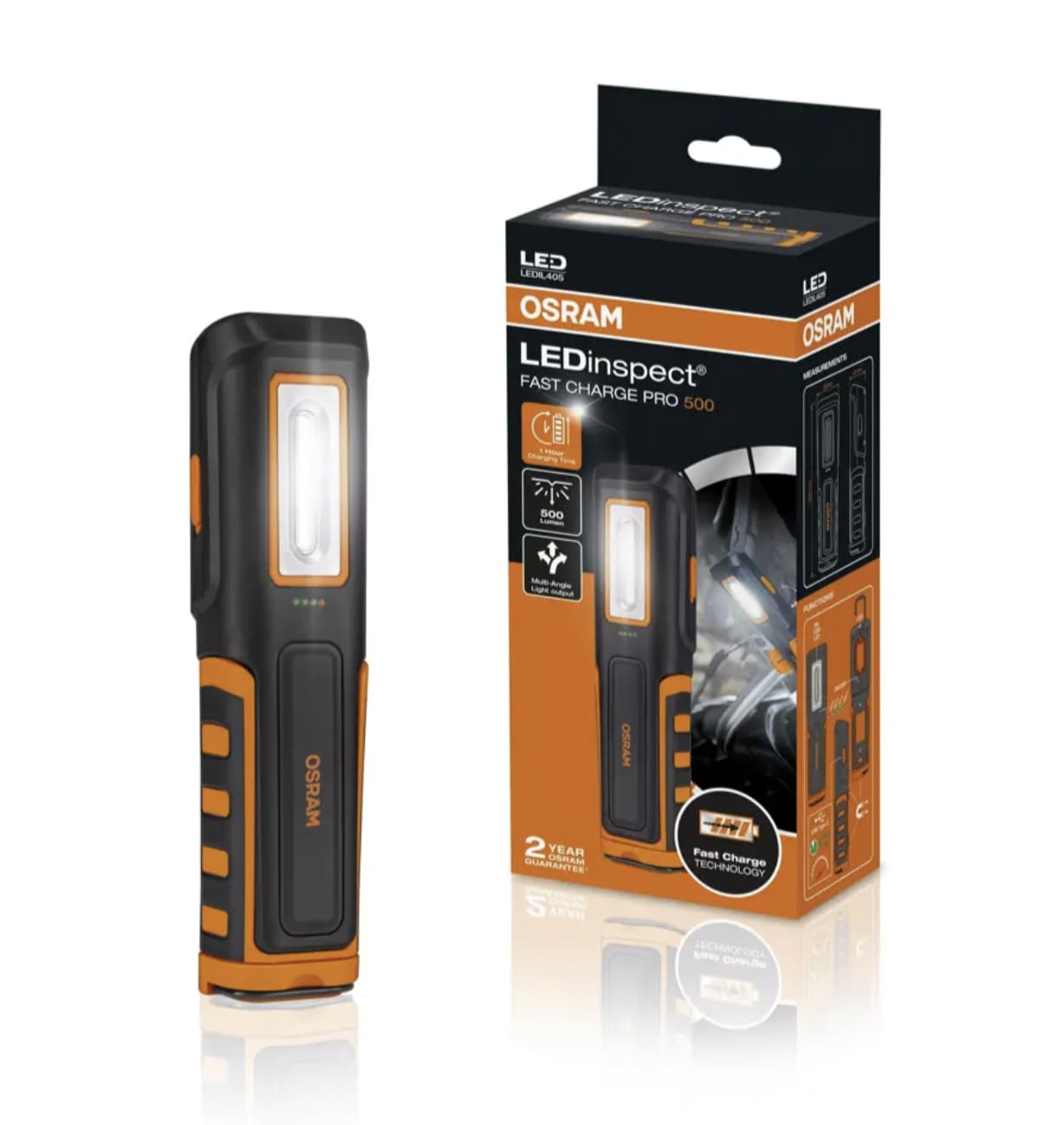 Lampe De Cou Osram LEDInspect Rechargeable - 2 Torches Amovibles 6500K - 265 Lumens - Travail Mains Libres IP54
