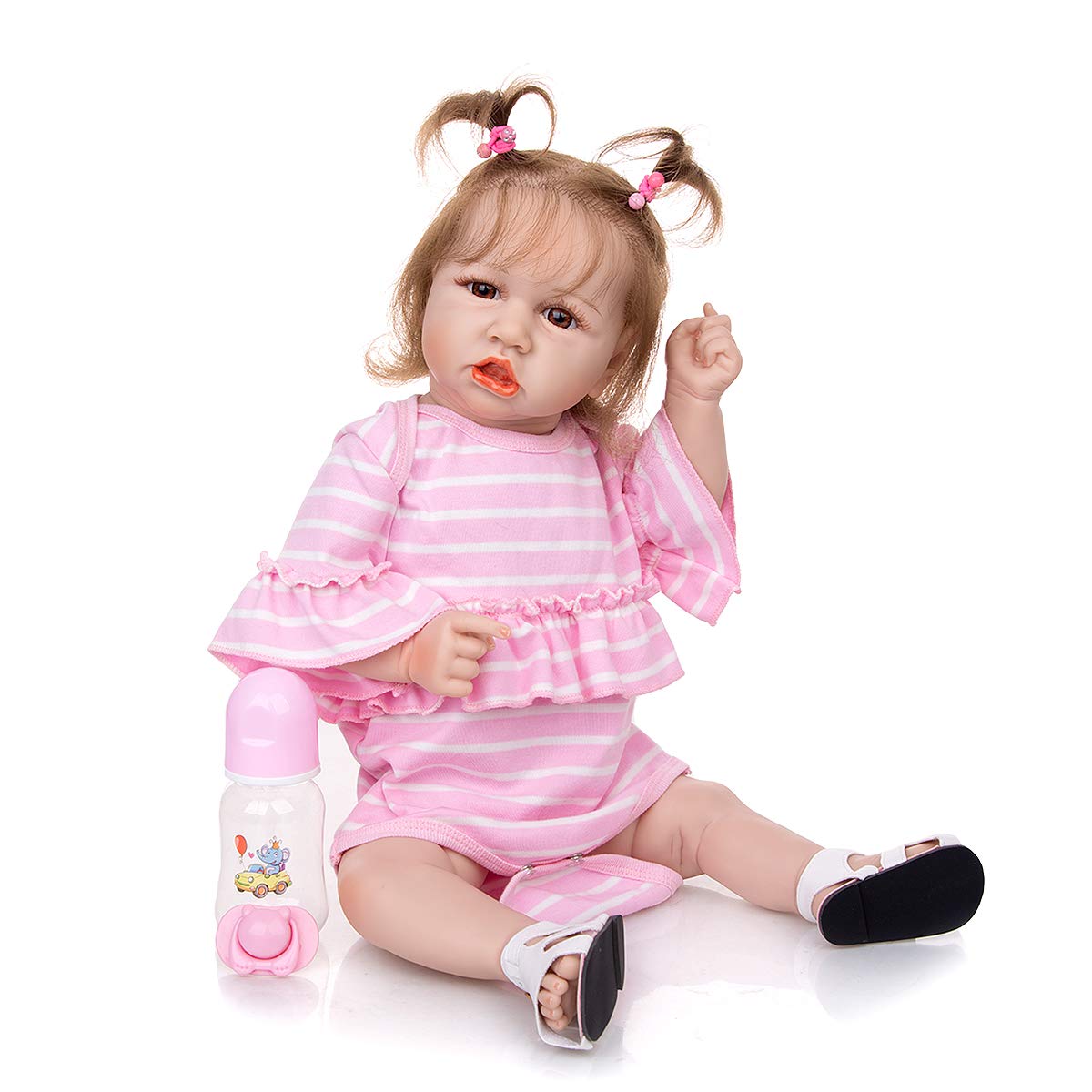 KEIUMI 23 Inch Reborn Baby Dolls Full Silicone Body, Real Looking Saskia Baby Doll Lifelife Todder Dolls for Girls Kids Bithday Gifts