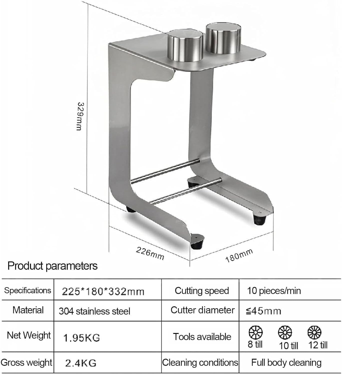 Affettatrice manuale per carote e cetrioli, con 2 lame, 10 fette/min, diametro 45 mm, per sushi, insalata e preparazione di pasti