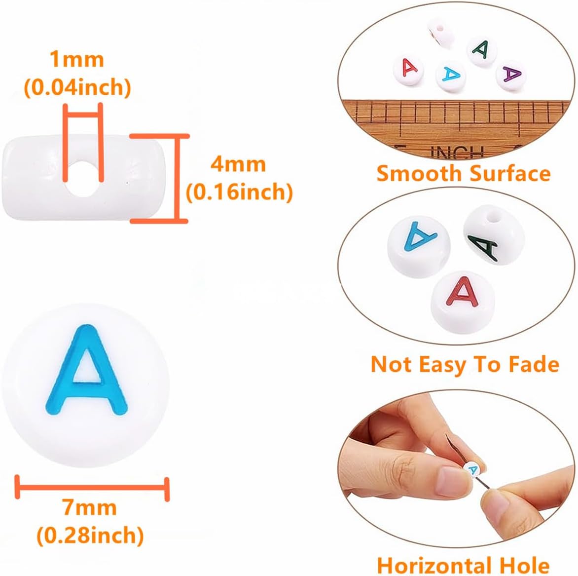 100Pcs Letter Beads 4x7mm White Round Alphabet Beads for Jewelry Making, Acrylic Colorful Letter T Bead for DIY Bracelets Necklaces - Image 2