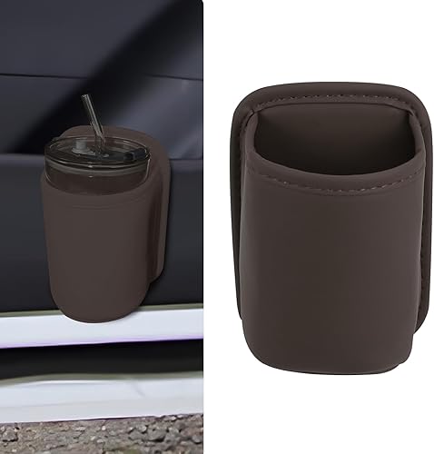 Wuyaoyao Large Car Door Cup Holder, Clip On Leather Cup Holder for Cars Door & Back Seat Pocket, Extra Vehicle Water Bottle Beverage Drink Holders