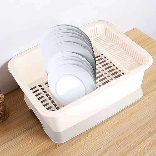 Miniatura 2 de Escurridor de platos con tapa para ahorrar espacio, organizador de escurridor de platos, soporte para vajilla, escurridor de platos para encimera de