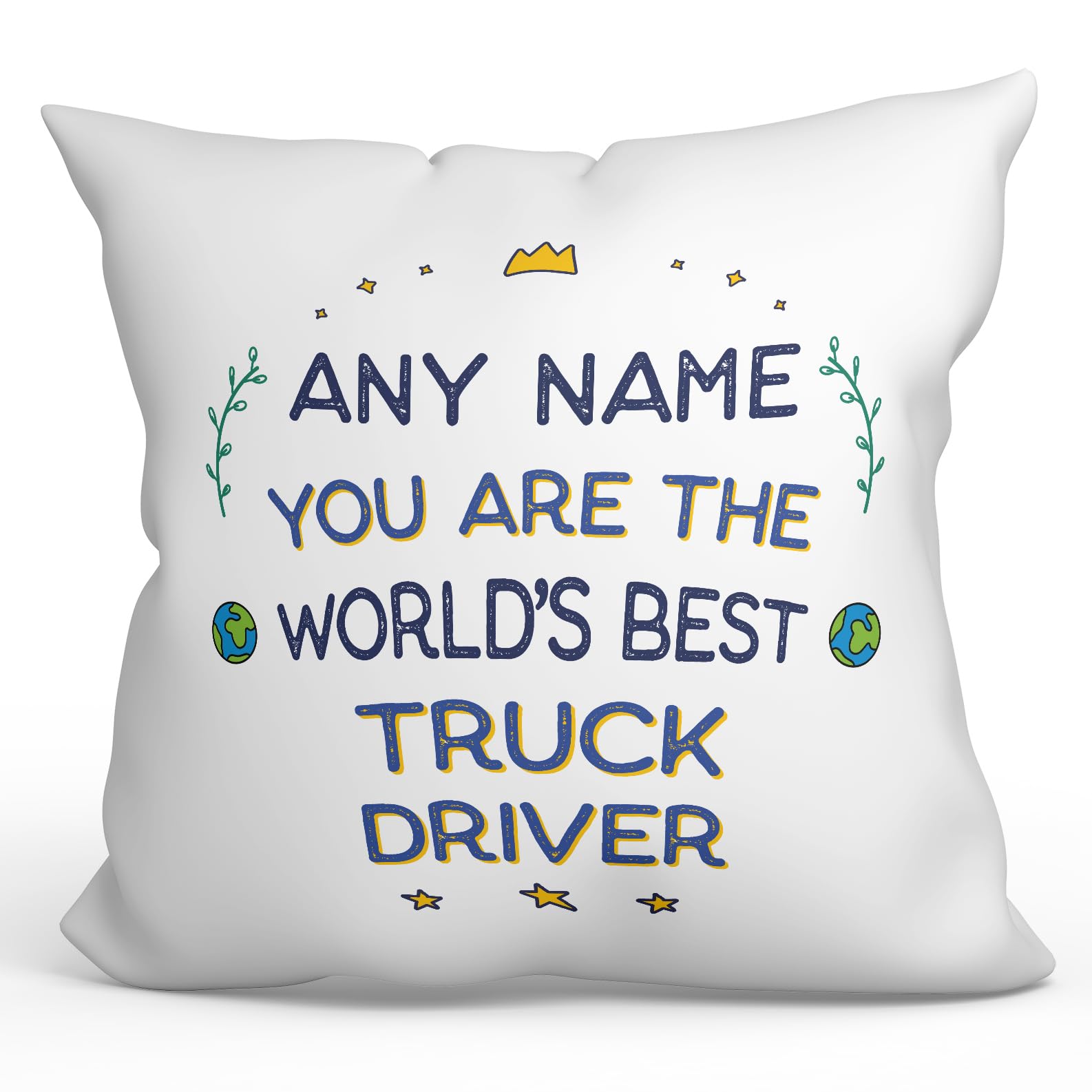 MUGFFINS Personalised Cushion for TRUCK DRIVER Padding included - in English - World's Best - Funny custom gift - Pillow: cover and filling 15.7x15.7 inches โ image 1