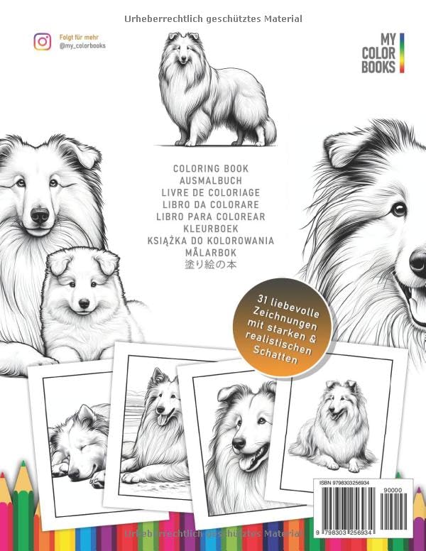 Langhaar Collie | Ausmalbuch: Für Erwachsene & Kinder | Das perfekte Geschenk für alle Hunde Fans (Dogs | Coloring Books)