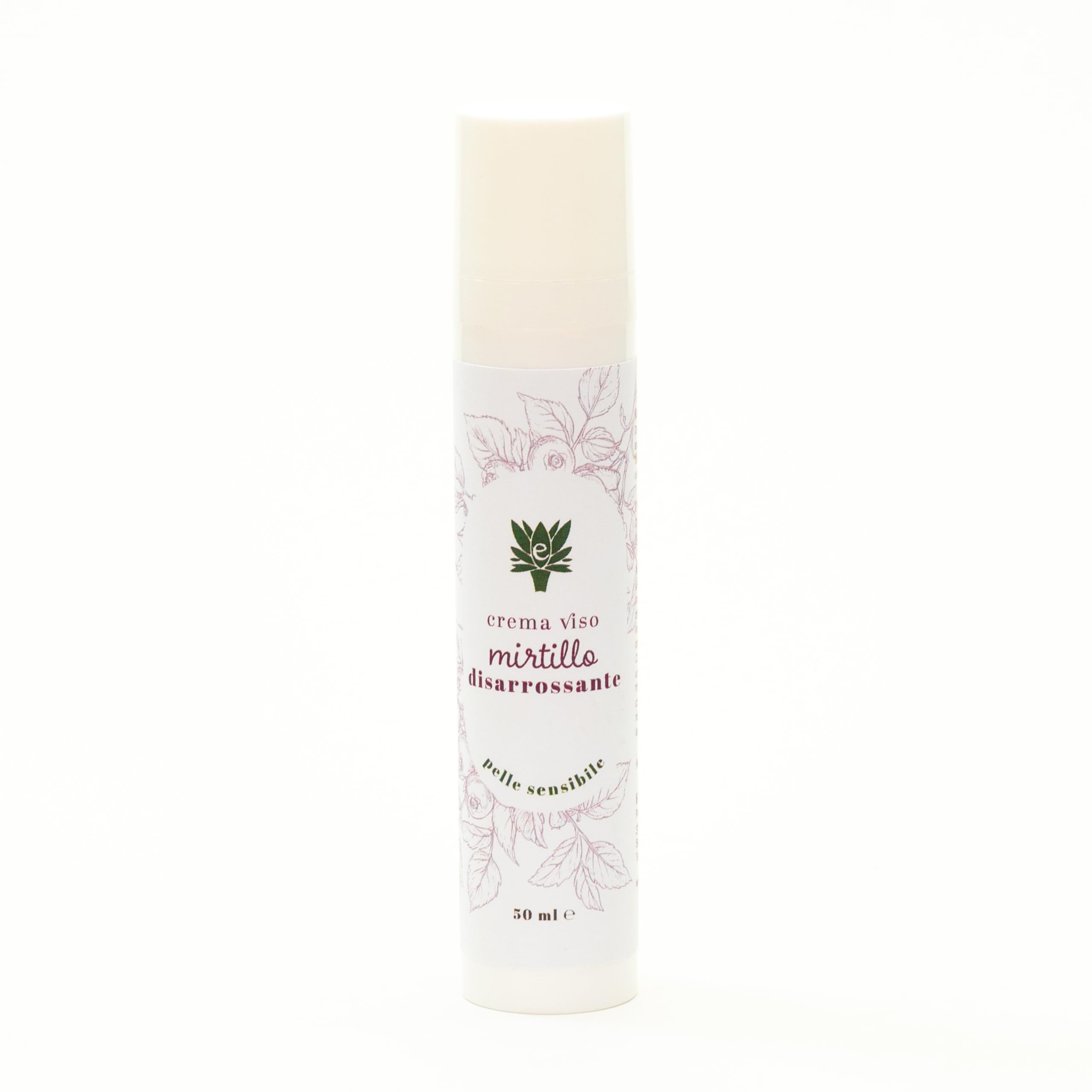 Crema idratante viso Mirtillo, Crema viso disarrossante per Pelle Arrossata e Sensibile, Crema viso idratazione intensa - crema viso idratante donna e uomo - 1 flacone airless da 50ml