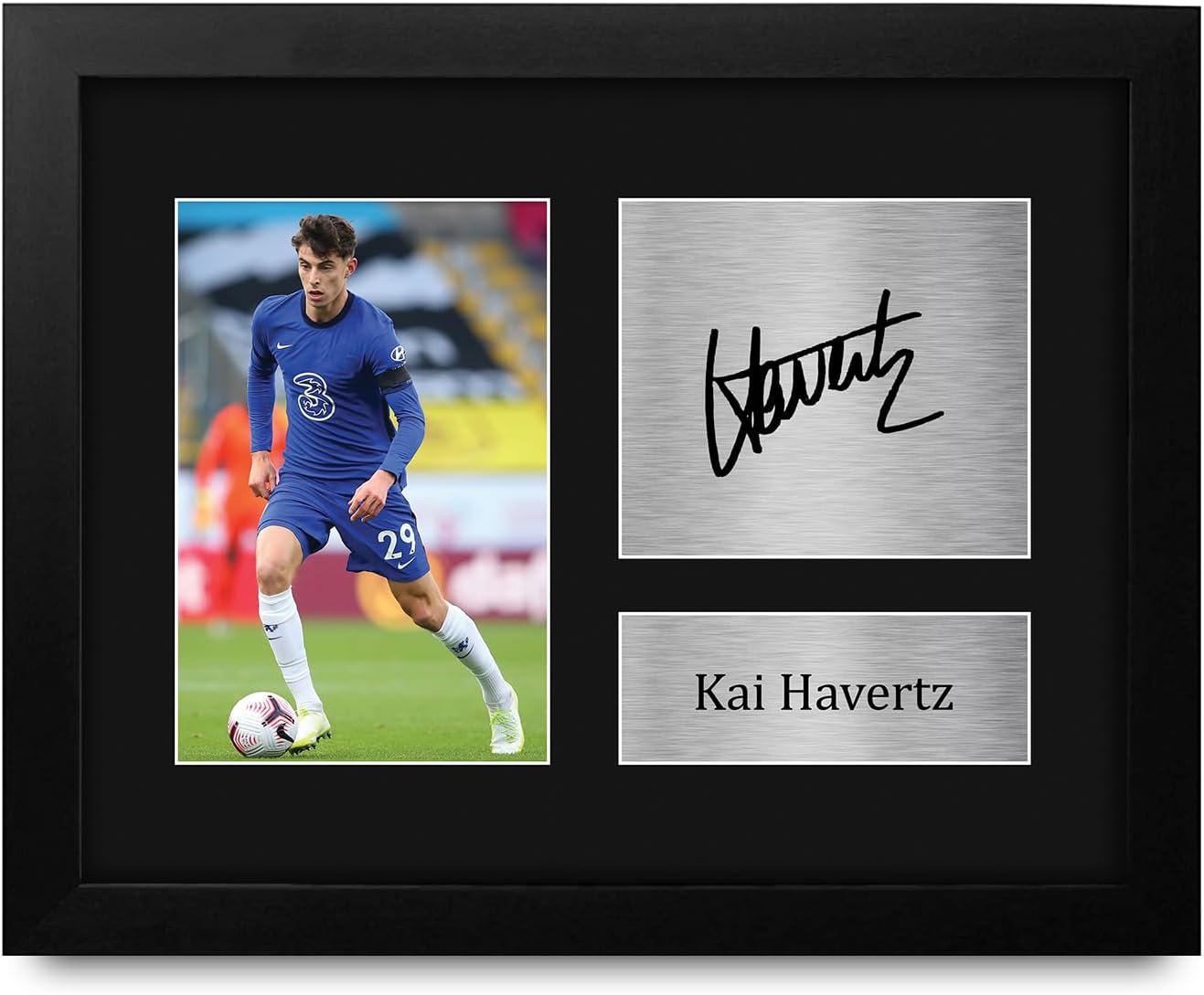 HWC Trading Kai Havertz Chelsea Gifts Printed Signed Autograph Picture for Soccer Fans and Supporters - US Letter Framed (ID-008290)