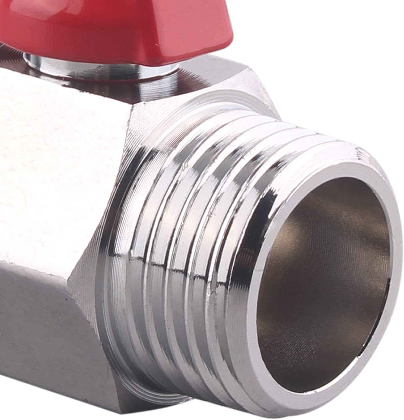 DERNORD Brass Mini Ball Valve NPT Thread,Chrome Plated (1/2" Female&Male) (Pack of 2)