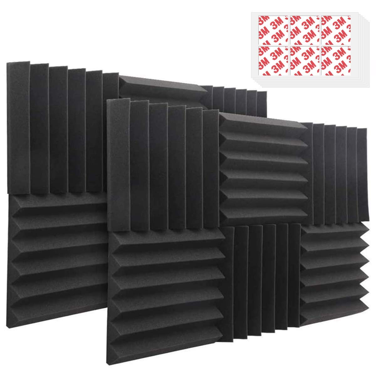 DEKIRU 12 Pack Acoustic Foam Arched Sound Proof Foam Panels, 2" X 12" X 12" High Density Fire Retardant Studio Foam Wedge Tiles, Sound Proof Padding for Home Studio Acoustic Treatment Wall Decoration