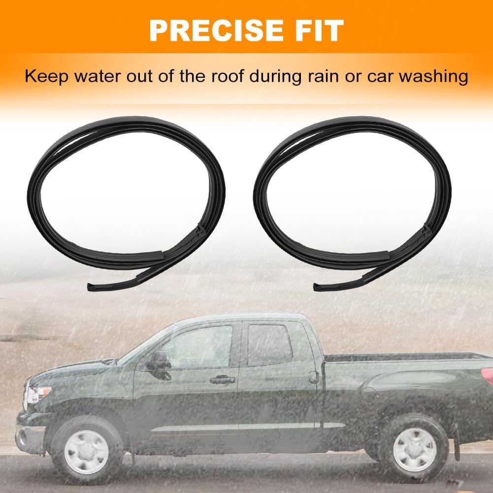 JDMON Roof Drip Molding Strips Weatherstrip Seals Compatible with Toyota Tundra Double Cab 2007-2020, Rubber Weather Stripping Replacement for 75551-0C050 75552-0C050, Left and Right, 2 PCS