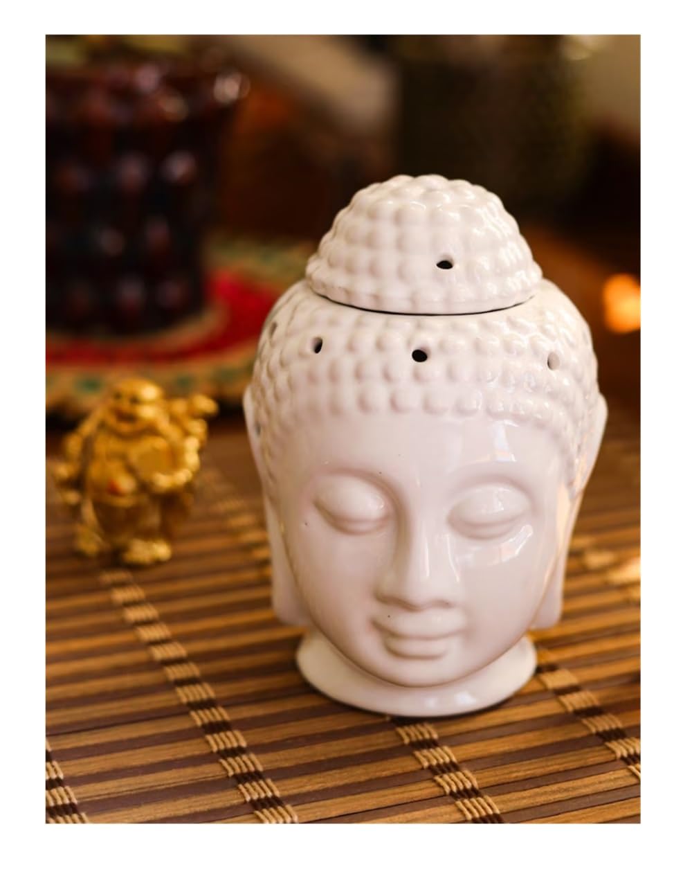 SPHINX Handcrafted Ceramic Electric Aroma Diffuser| Aroma Oil Burner for Aromatherapy | Home Decor and Fragrance | Shadowcasting Night Light (Diffuser ONLY) - (Buddha)