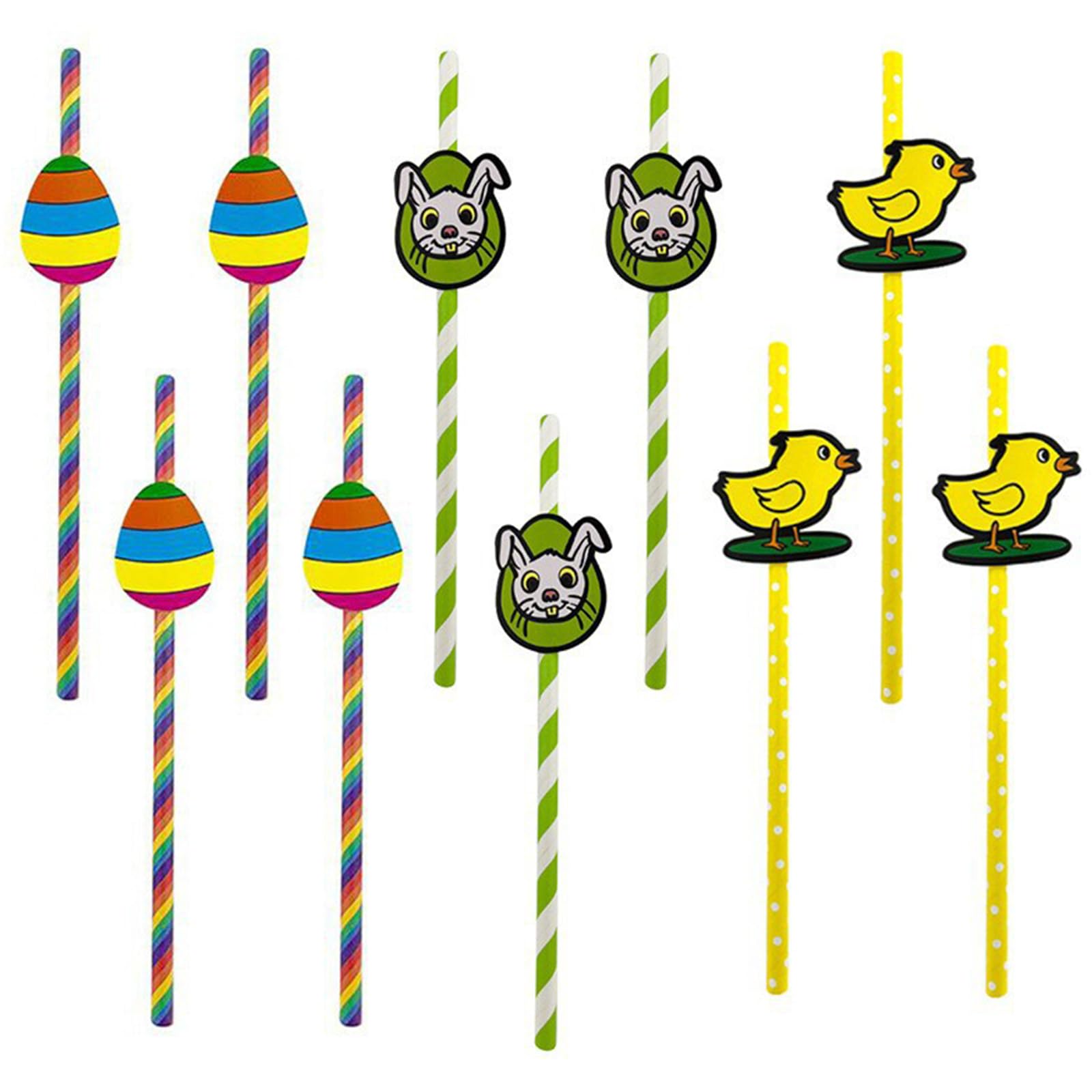 60 Pcs Easter Party Straws, Easter Paper Straws, Reusable Easter Straws, for Juices Coffee Easter Party Supplies Decorations