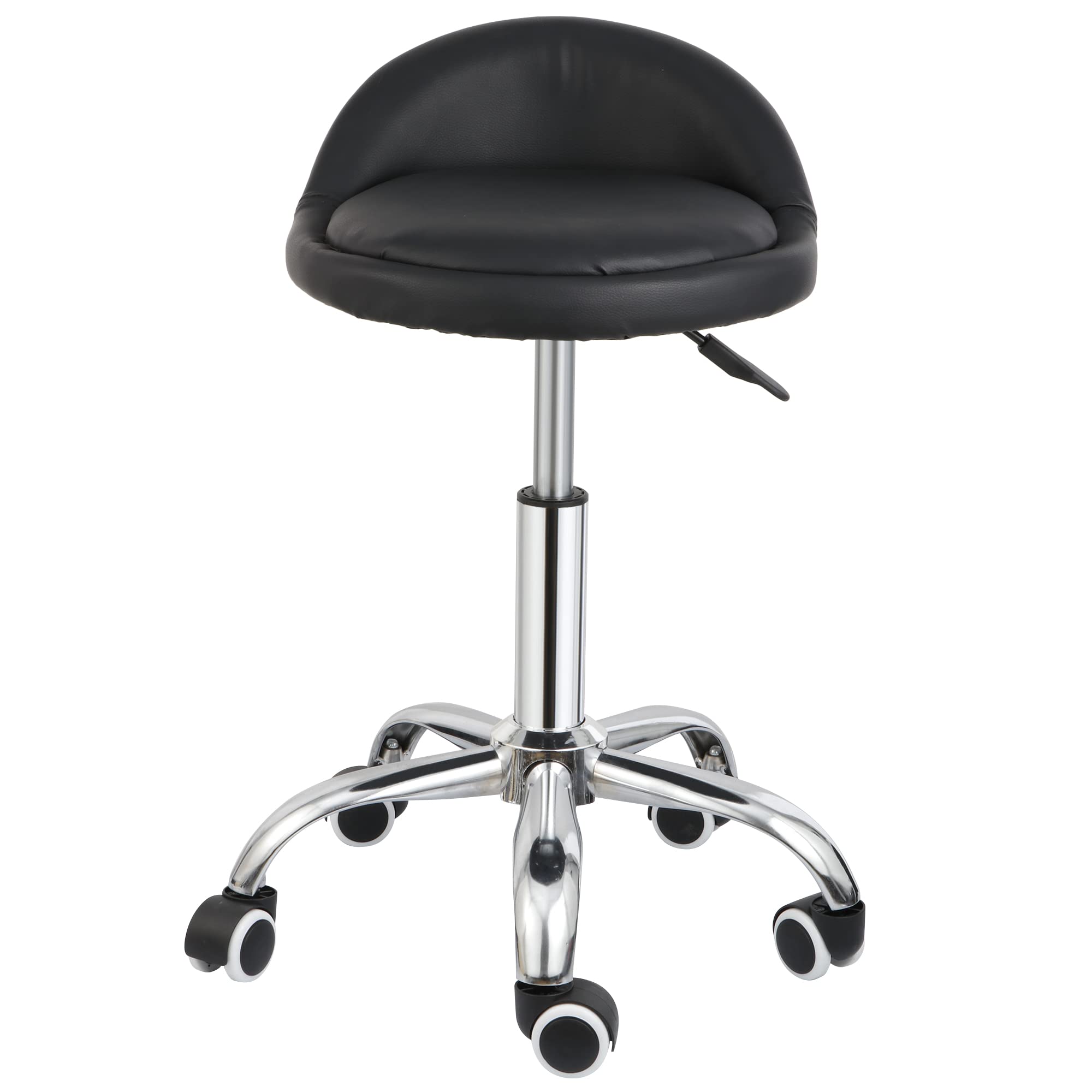 ZENY Rolling Stool with Wheels, Adjustable Hydraulic Swivel Salon Stool, Spa Stool Chair with Backrest, Drafting Medical Tattoo Kitchen Stool,Black